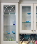 Glass fronted Cabinets with Gothic Leaded Glass